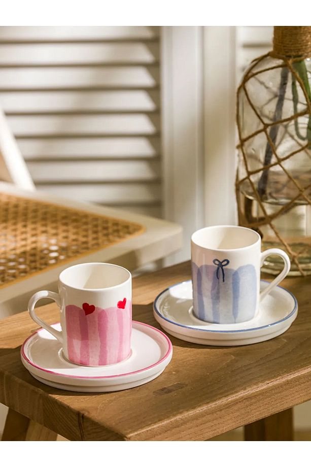 LCW HOME Karişik Baskılı 2 Kişilik Seramik Kahve Fincan Takımı 90 Ml - 1
