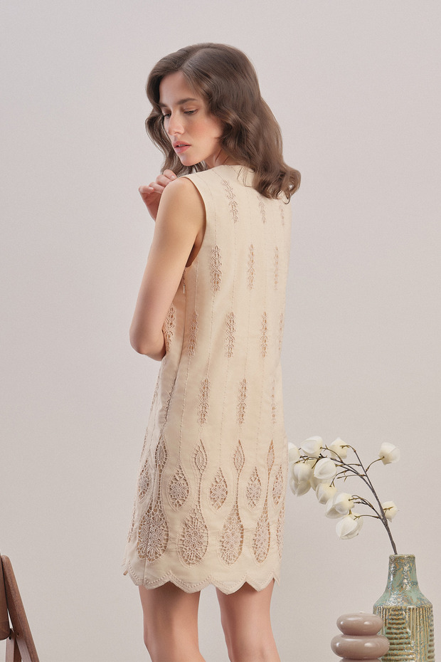 Boho Nakışlı Mini Elbise - 4