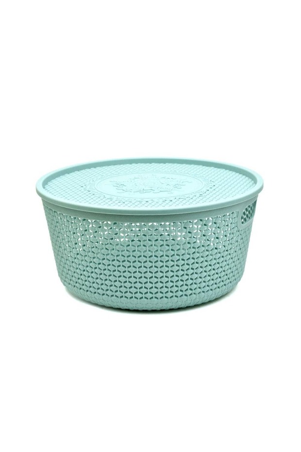 سلة تخزين بلاستيك مع غطاء - 2