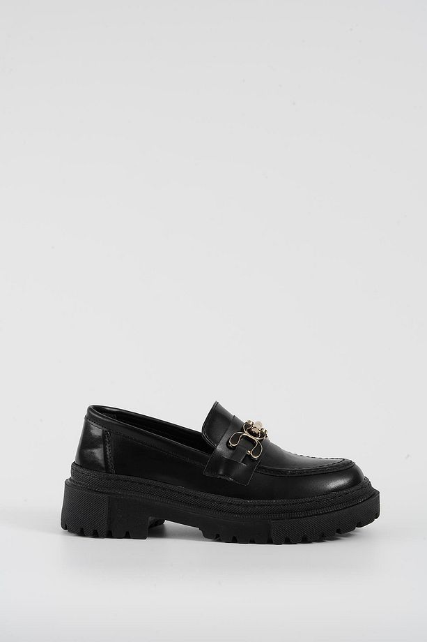 Kadın Siyah Deri Yeni Gc Kalın Taban Loafer Makosen Ayakkabı 4,5cm Byndlfrk02 - 4