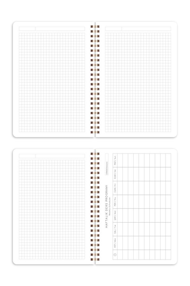 A5 Spiralli Karton Kapak 2’li Set Kareli Okul Defteri 80 Yaprak, Ders Programlı Ayıcık - 8