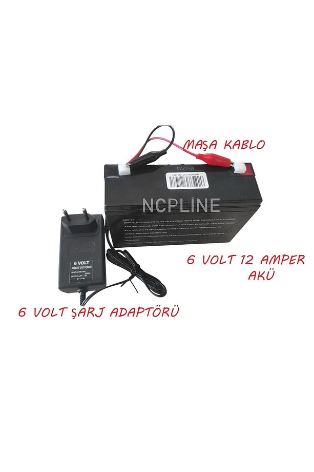 6 Volt 12 Amper Akü Pilsan Ve Diğer Akülü Arabalara Uyumlu Akü Şarj Adaptörü Ile Beraber Set - 1