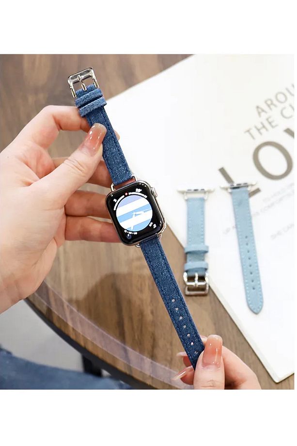 Apple Watch Uyumlu38-40-41mm1/2/3/4/5/6/se/7/8/9 Ve Seri10 (42MM) Kordon Loop Kordon Jean Kordon - 2