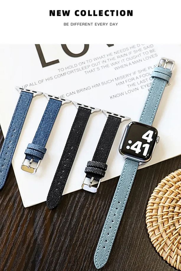 Apple Watch Uyumlu38-40-41mm1/2/3/4/5/6/se/7/8/9 Ve Seri10 (42MM) Kordon Loop Kordon Jean Kordon - 5