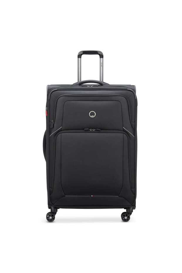 Optimax Lite 78.5cm Softcase 4 Double Wheel Expandable Check-In Luggage Trolley Black