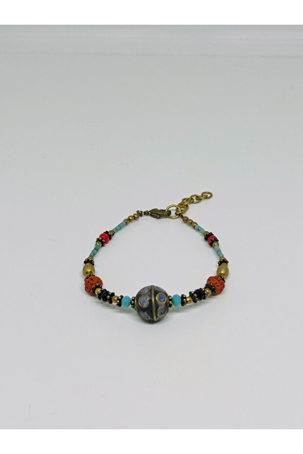 Ethnic Design Rudraksha Seed Brass Bracelet No:2