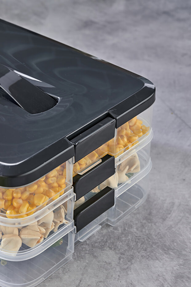 Practical 3 Tiers Storage Container Refrigerator Organizer Multi-Purpose Storage Container - 5