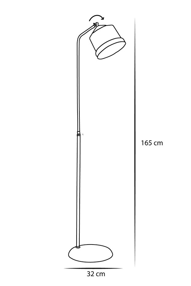 Lucas Bakır-Siyah Metal Gövde Tasarım Lüx Yerden Aydınlatma Lambader - 4
