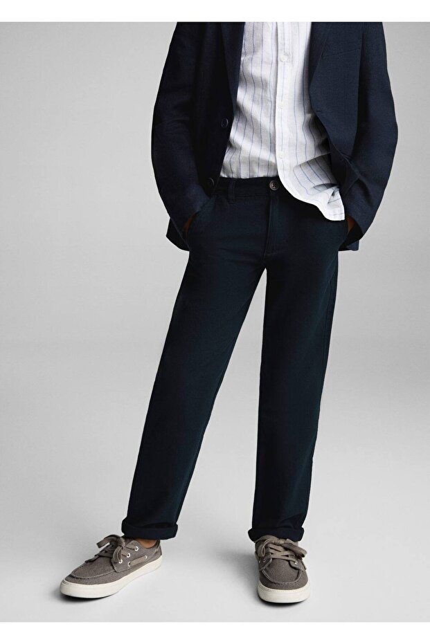 Pamuk-keten karışımlı pantolon - 1