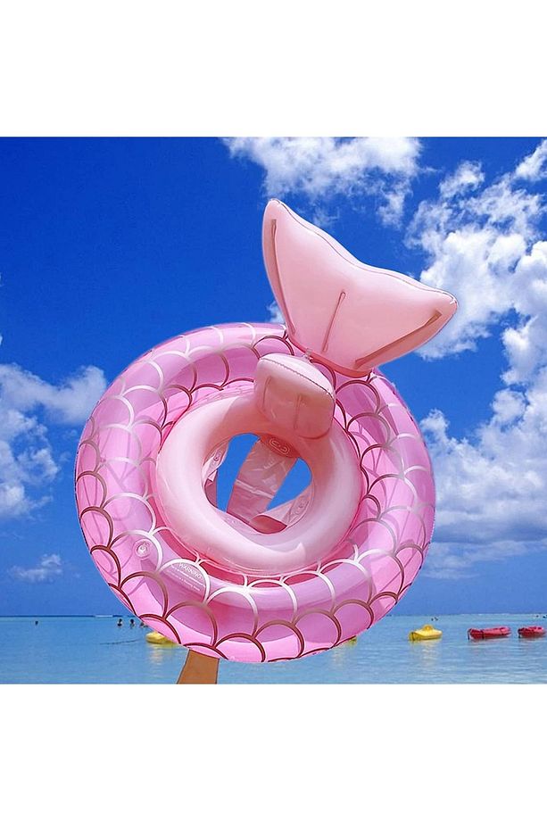 Pembe Kuyruklu Deniz Kızı Simit Bebek Simidi + intex şişirme pompası + 1 Adet Onarım Yaması - 2