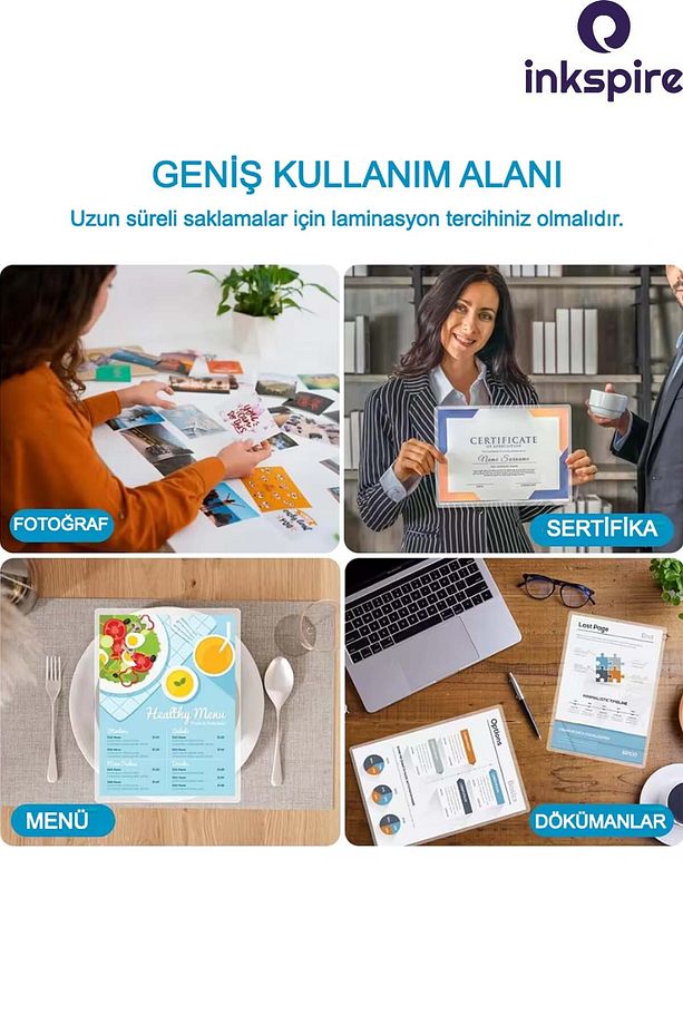 Termal Laminasyon Filmi A4 10 Adet 125 Micron Parlak Laminasyon 1 Paket PVC Kaplama Kimlik Poşeti 10 - 6