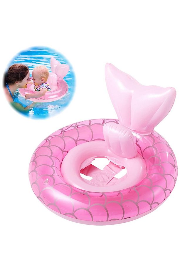 Pembe Kuyruklu Deniz Kızı Simit Bebek Simidi + intex şişirme pompası + 1 Adet Onarım Yaması - 3