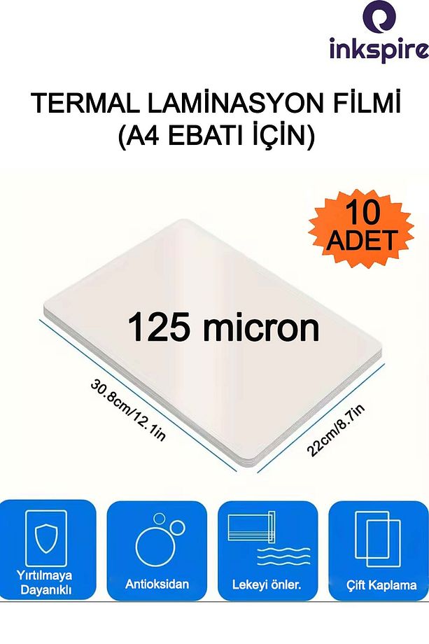 Termal Laminasyon Filmi A4 10 Adet 125 Micron Parlak Laminasyon 1 Paket PVC Kaplama Kimlik Poşeti 10 - 1
