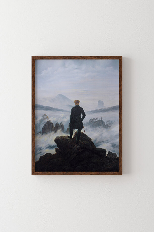 Traveler over the Fog Sea - Wooden Patterned Frame