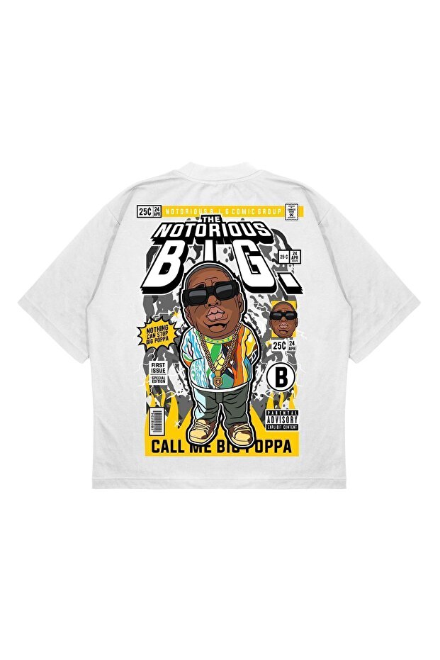 Unisex Oversize the Notorious Bıg Back Printed Boxy Fit Thick Fabric (240Gsm) T-Shirt