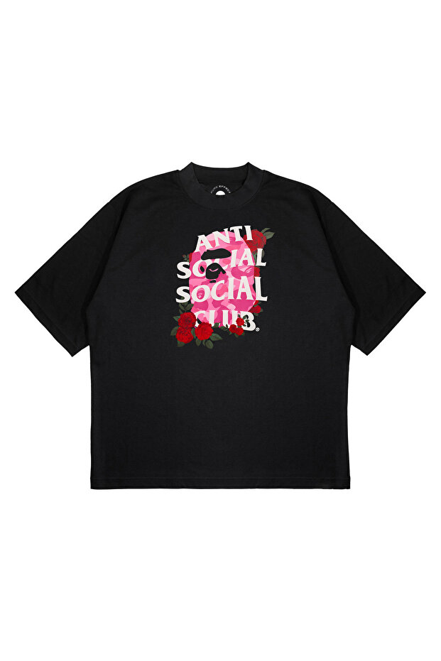 Unisex Oversize Bathing Anti-Social Printed Boxy Fit Thick Fabric (240Gsm) T-Shirt