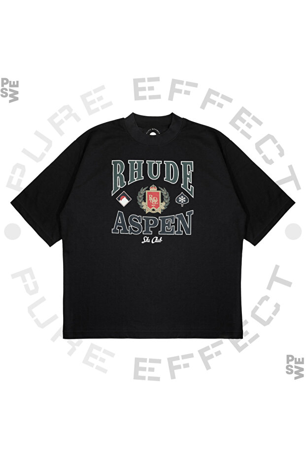 Unisex Oversize Rhude Aspen Ski Club Printed Boxy Fit Thick Fabric (240Gsm) T-Shirt