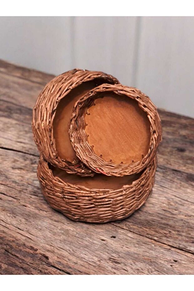 3'lü Kağıt Sepet, Örme Sepet, Hasır Sepet - 3