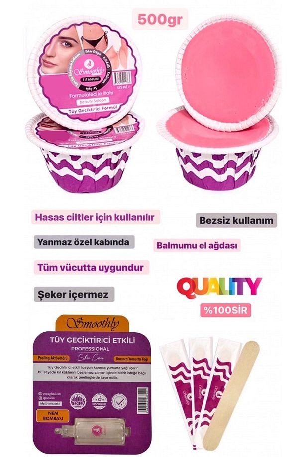 4 Parça Pudralı Soyulabilen Özel Bölge Bikini Ağdası Ağda Losyonu Spatula Seti - 1
