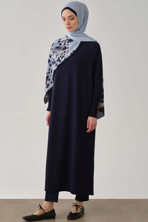 Triko Elbise - Lacivert - 3