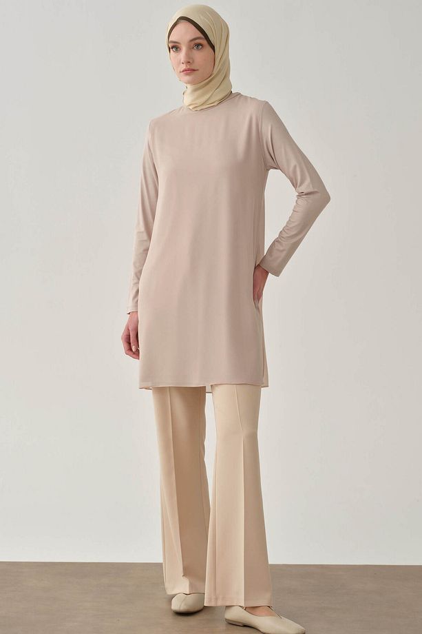 İspanyol Paça Basic Pantolon - Bej - 3