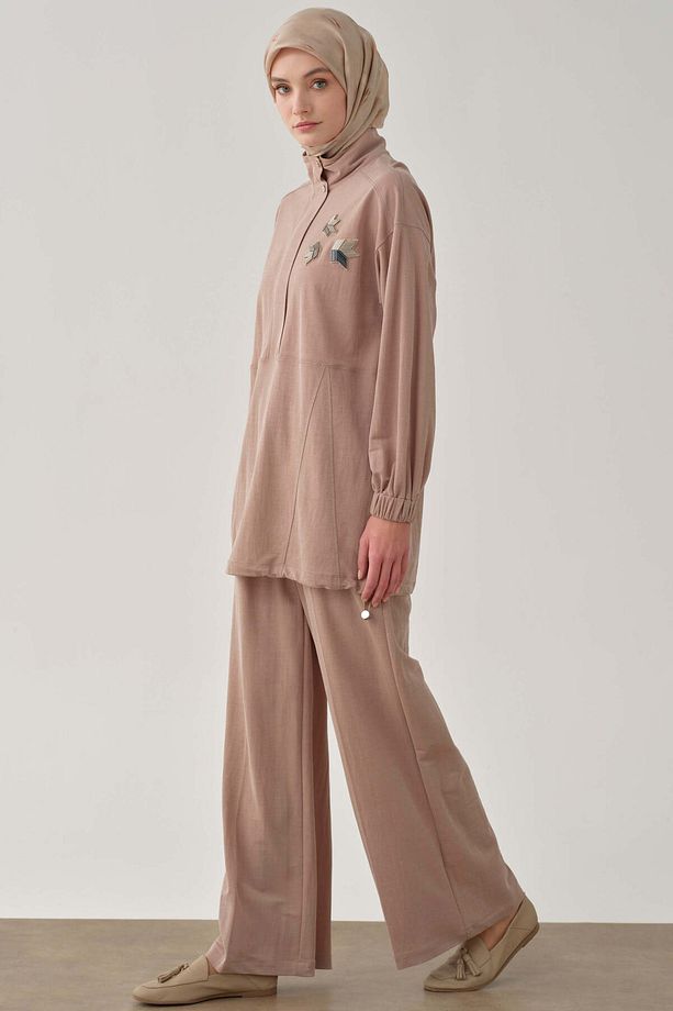 Bol Paça Bel Lastikli Pantolon - Camel - 3