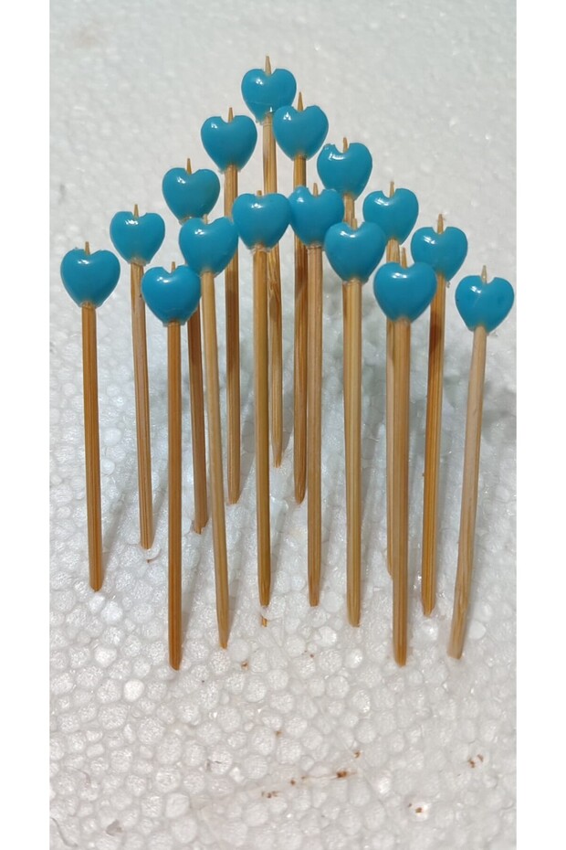 No:67 - 50Pcs Blue Heart Shaped Turkish Delight Sofa Promise Engagement Birthday Party Mevlüt Stylish Ornament Toothpick