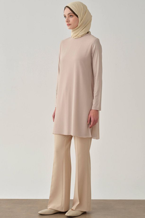 İspanyol Paça Basic Pantolon - Bej - 4