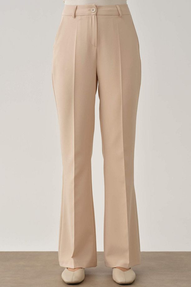 İspanyol Paça Basic Pantolon - Bej - 5