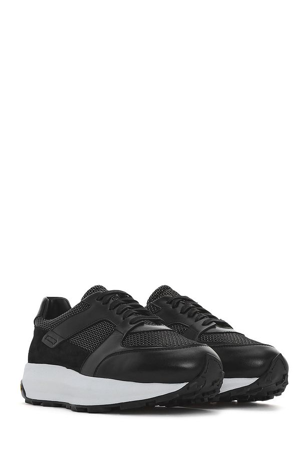 Erkek Siyah Bağcıklı Kalın Tabanlı Deri Sneaker 25SFD775114 - 3