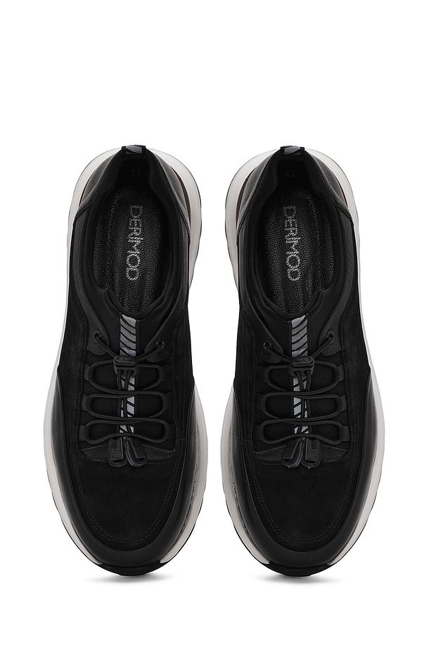 Erkek Siyah Bağcıklı Deri Sneaker 25SFD641114 - 7