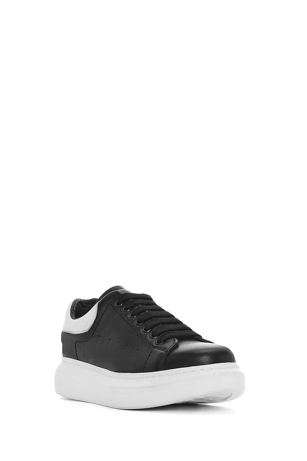 Erkek Siyah Bağcıklı Kalın Tabanlı Deri Sneaker 25SFD752218 - 6