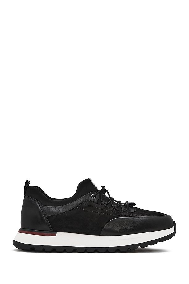 Erkek Siyah Bağcıklı Deri Sneaker 25SFD641114 - 1