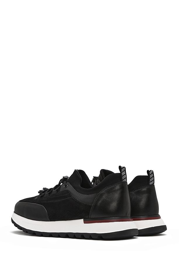 Erkek Siyah Bağcıklı Deri Sneaker 25SFD641114 - 5
