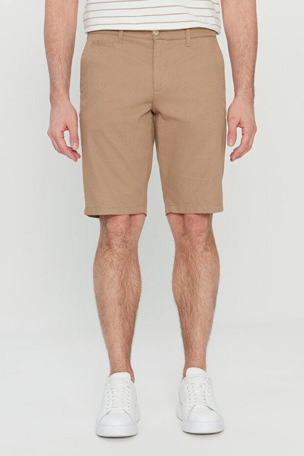شورت رجالي من Mink Slim Fit بقصة ضيقة وجيب جانبي منقوش بنقشة القطني