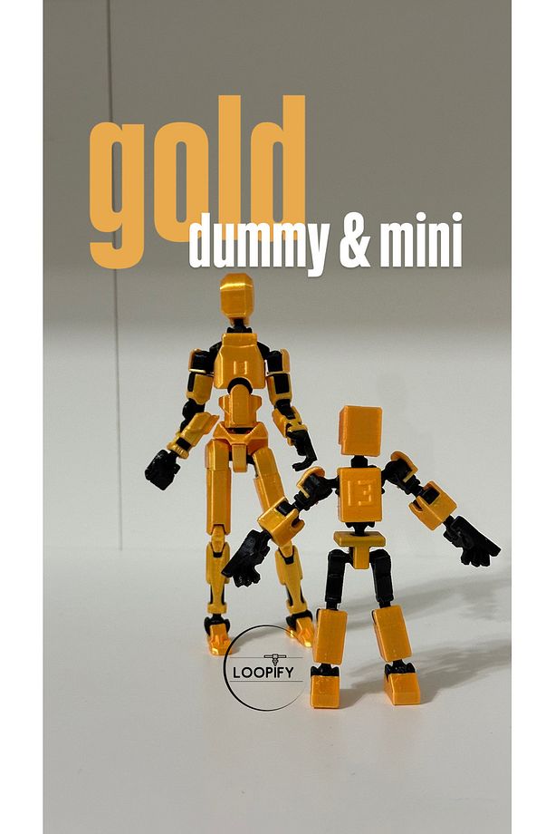 Lucky 13 Oynar Eklemli Robot Figür Oyuncak - Özel Seri Altın Set (Gold Dummy & Mini 13) - 2