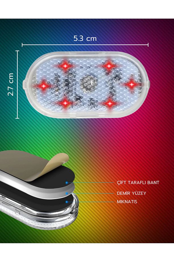 Dokunmatik Mini 6 Led Lamba Usb Şarj Edilebilir Rgb Işık Ayak Altı Torpido Lambası - 2