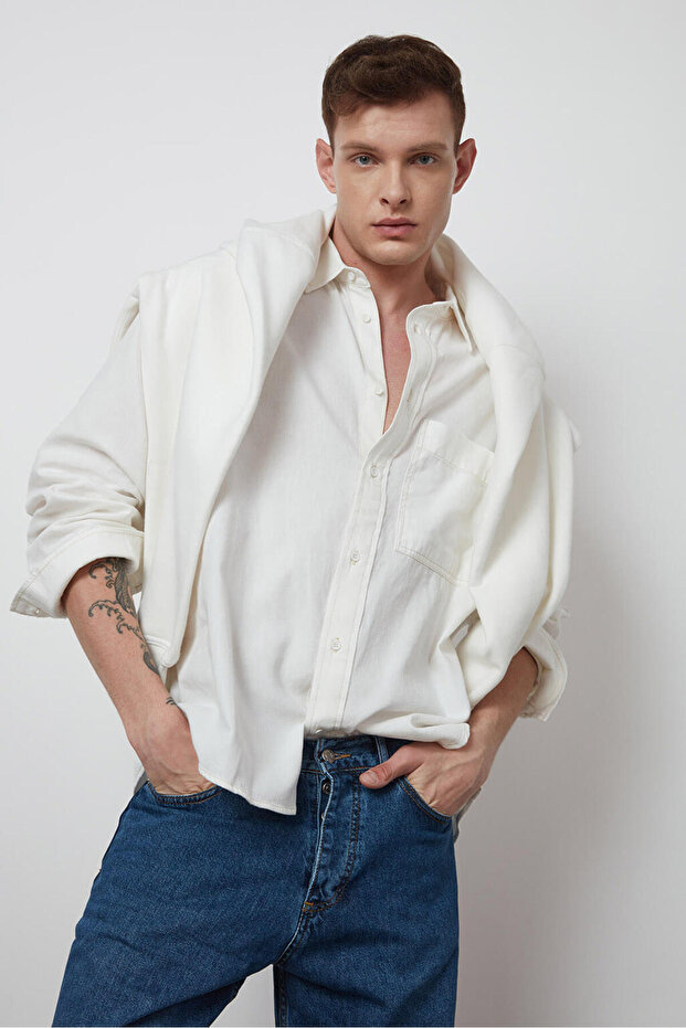 Oversize Gabardin Gömlek - 1