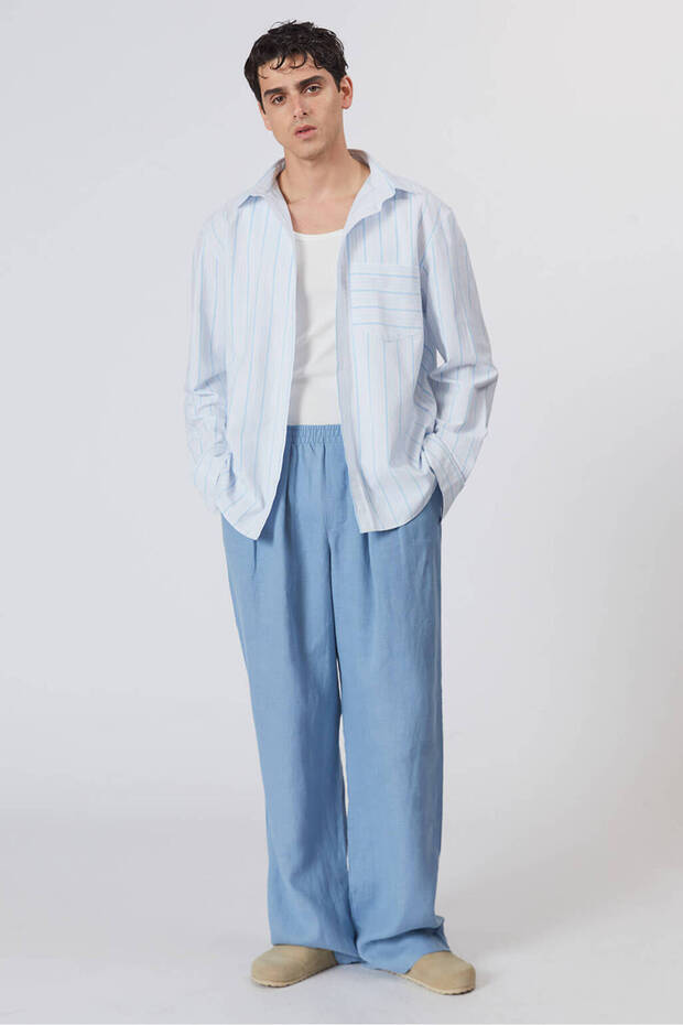 Oversize Çizgili Poplin Gömlek - 2