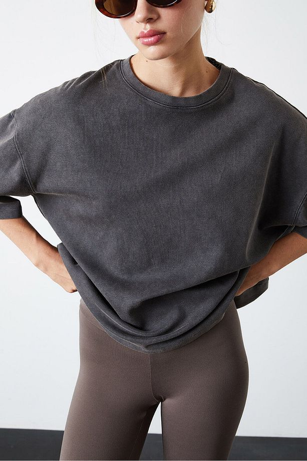 Yıkamalı Oversize Basic Tshirt - 4