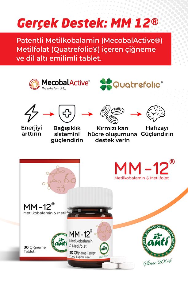 Mm-12® B12Vitamini ve Metil folat Çiğneme Tableti - 3