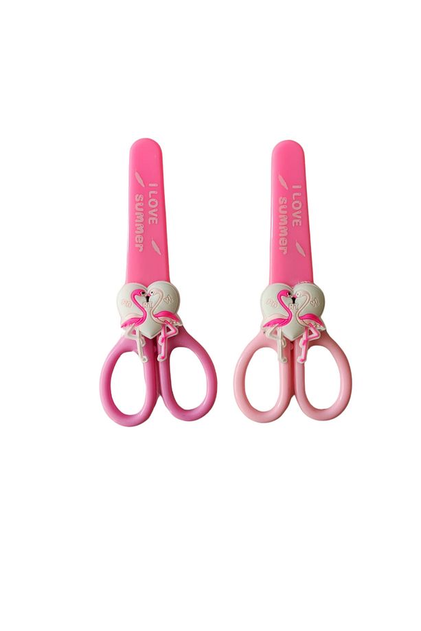 Figürlü Kağıt Makası - Çocuk Makası - 2'li Set - Flamingo Figürlü - 2