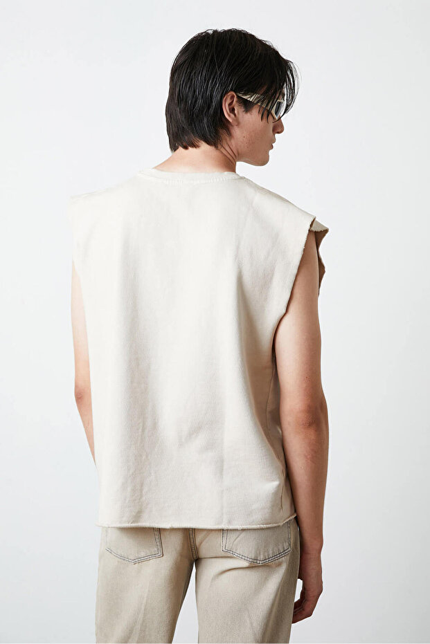 Yıkamalı Kolsuz Tshirt - 5