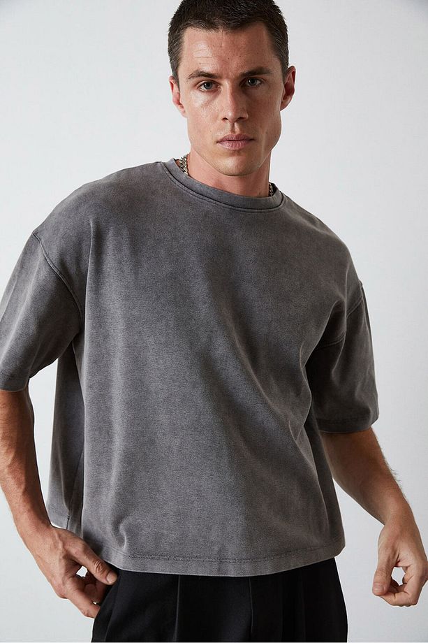 Yıkamalı Oversize Basic Tshirt - 1
