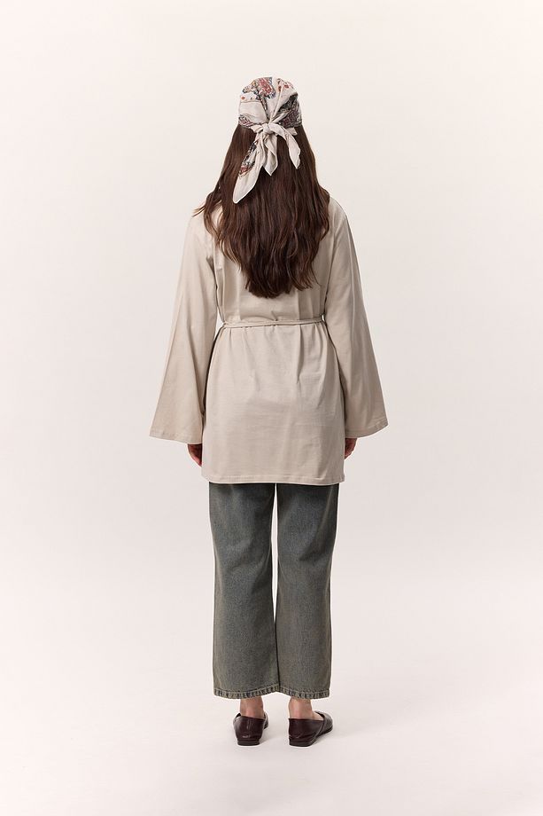 BAĞLAMA DETAYLI OVERSIZE TSHIRT TAŞ - 7