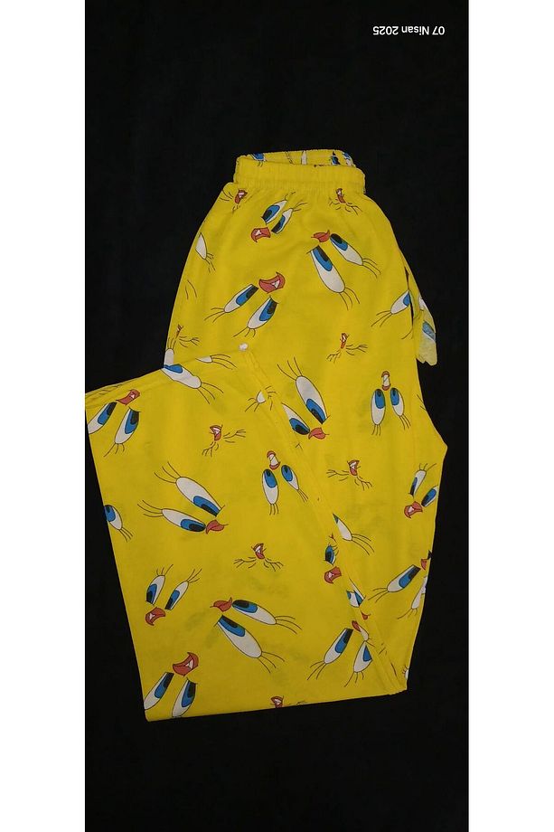 BUKADINCA Sarı Kumaş Üzerinde Kuş Desenli Pijama Altı - 1