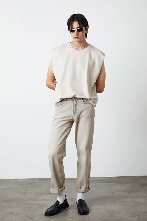 Yıkamalı Kolsuz Tshirt - 1