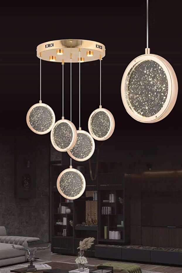 5w 4'lü Gold Sarkıt Led Avize - 1