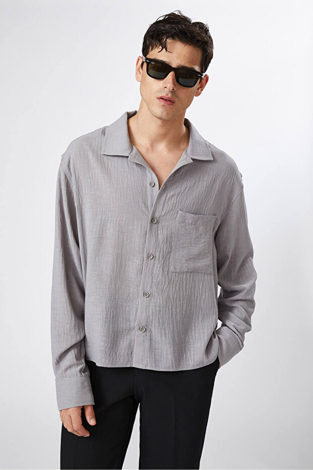 Keten Görünümlü Gömlek - 3