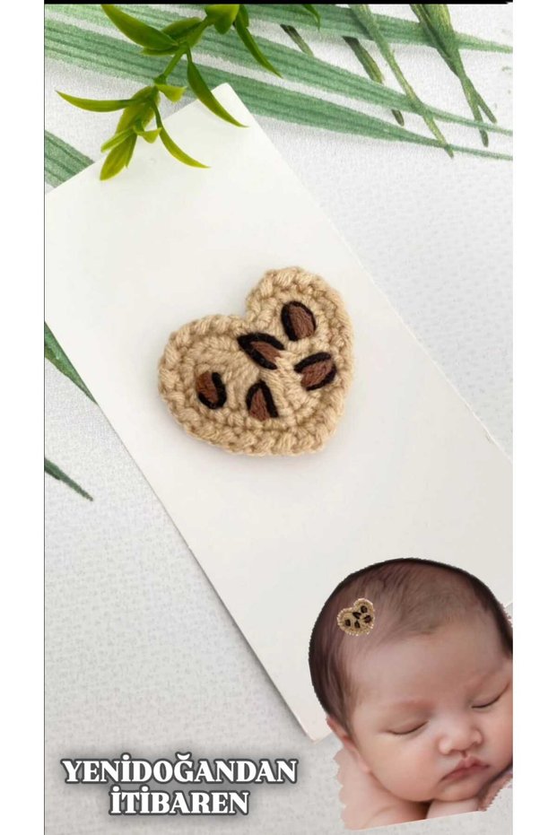 Newborn Baby Buckle Handmade Leopard Heart Pattern Clip Hairless Baby Buckle Baby Gift